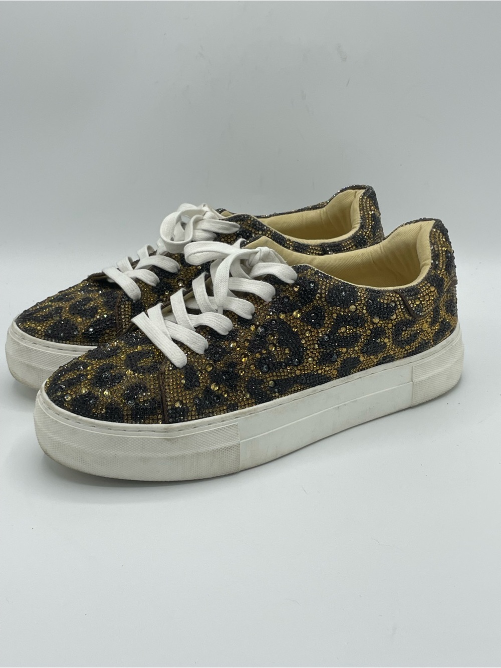 Betsey Johnson Sidny Rhinestone Embellished Leopard Print Platform Sneaker.